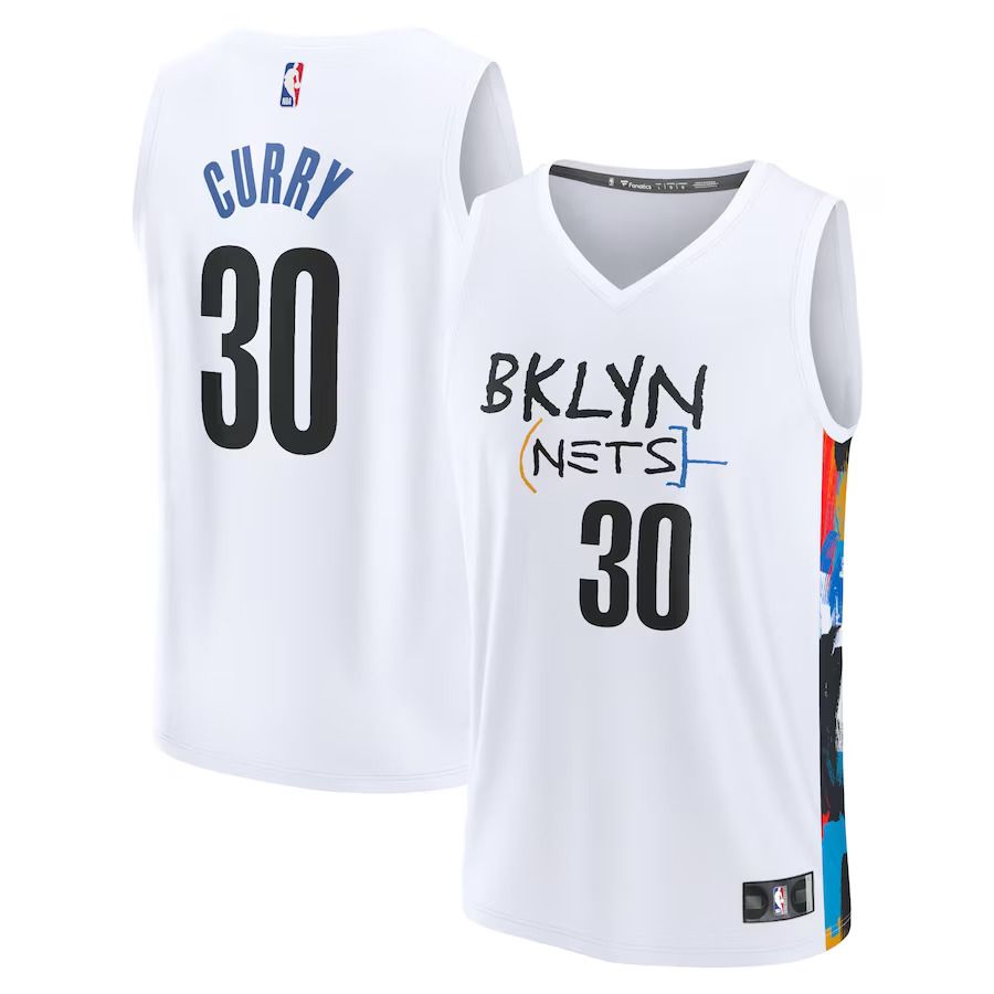 Men Brooklyn Nets #30 Seth Curry Fanatics Branded White City Edition 2022-23 Fastbreak NBA Jersey->brooklyn nets->NBA Jersey